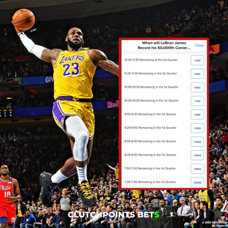  僅差1分！詹姆斯今日何時破五萬分賠率：開場30秒內(nèi)最被看好