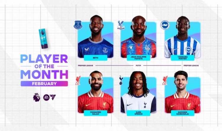  英超2月最佳候選：貝托、馬特塔、明特、薩拉赫、斯賓塞、索博