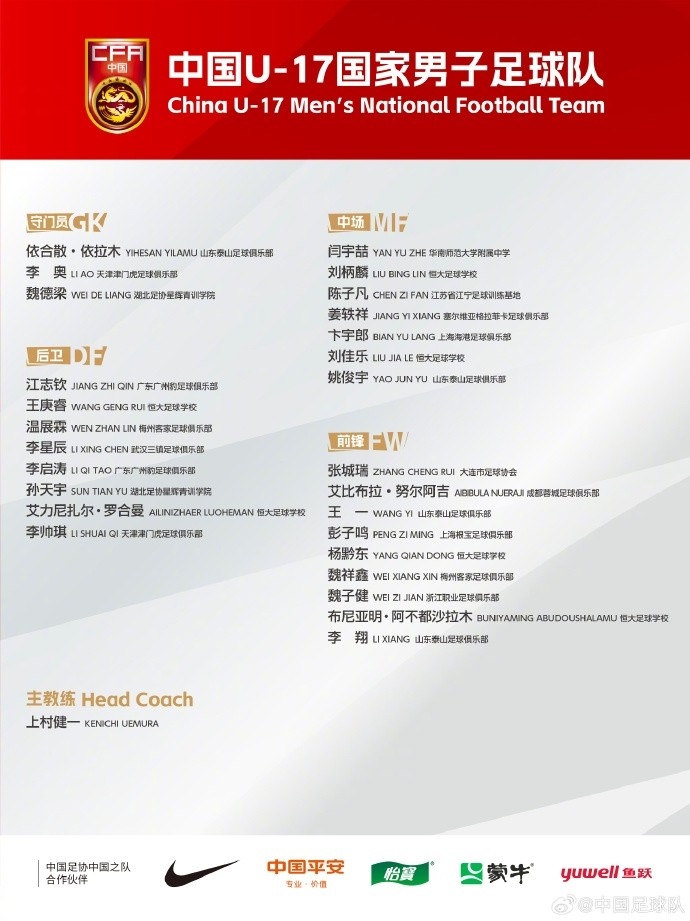  北青體育：U17國(guó)足落選球員彭子鳴、李星辰、陳子凡仍留隊(duì)合練